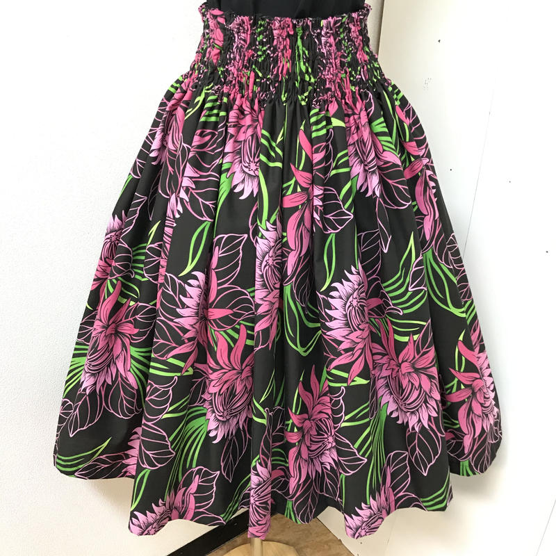 パウスカート スタンダード 月下美人柄 ブラック ピンク Coco Aloha Ok