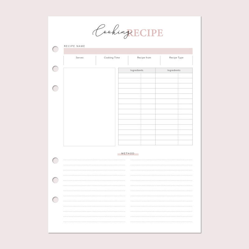 アイデア 料理が捗るおしゃれなレシピ記録の手帳リフィル A5 ルーズリーフ用 バレットジャー