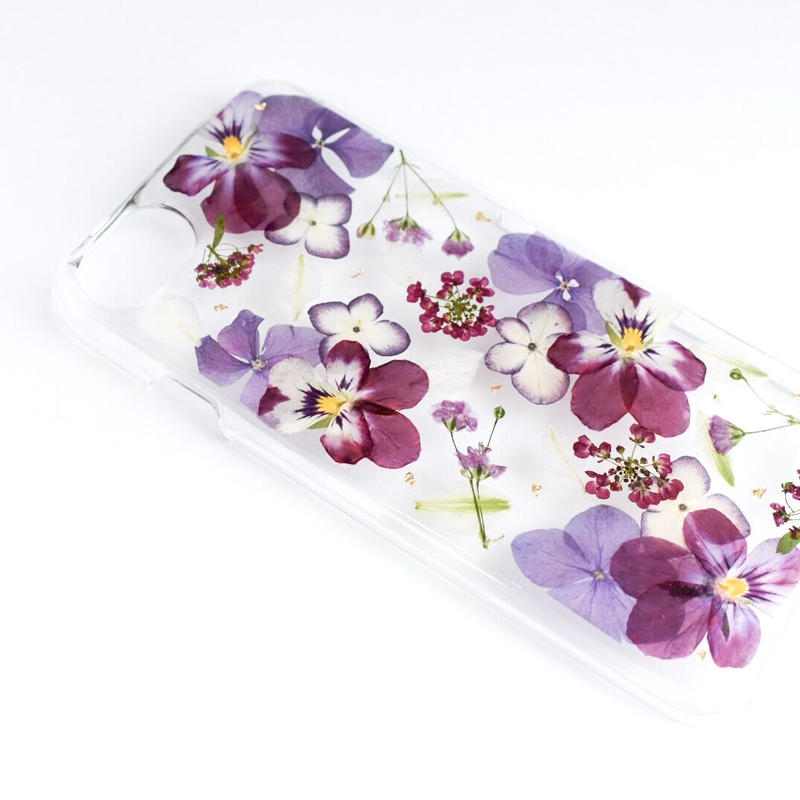 押し花ケース Iphone6 6s 7 8 Se2 X Xs ビオラ あじさい Coloring
