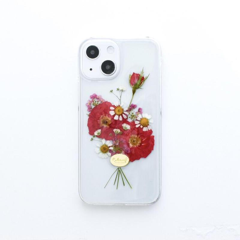 押し花ケース Iphone13 Mini バラ花束 Coloring 押し花ケース Iphone13 Mini バラ花束 Coloring