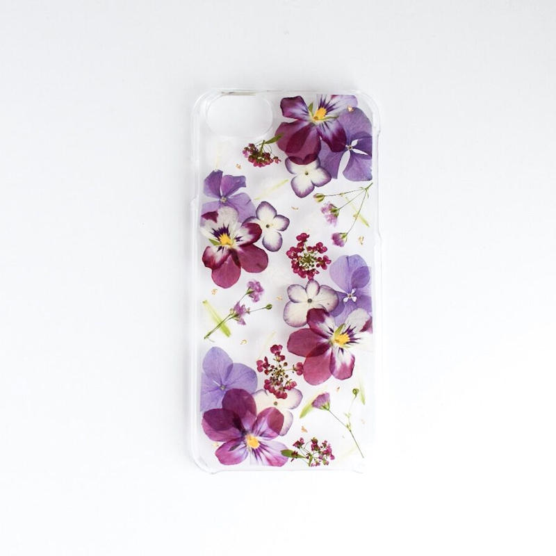 押し花ケース Iphone6 6s 7 8 Se2 X Xs ビオラ あじさい Coloring