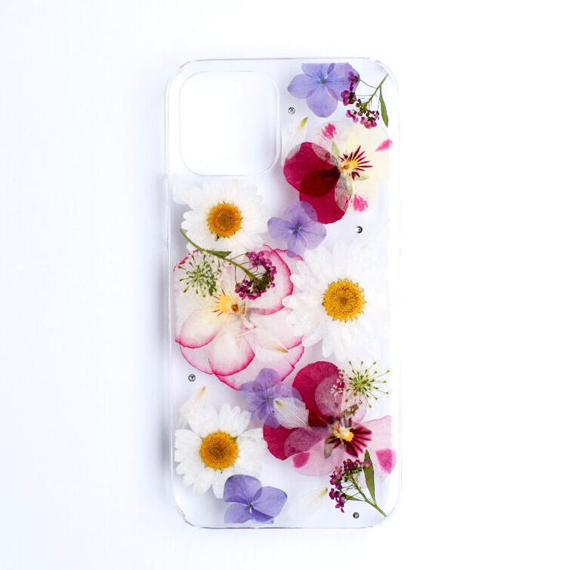 押し花ケース Iphone12 12pro ビオラ あじさい ノースポール Coloring 押し花ケース Iphone12 12pro ビオラ あじさい ノースポール Coloring