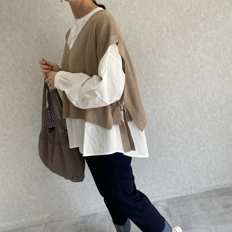 Vネックゆったりニットベスト 2color Copine Vネックゆったりニットベスト 2color Copine