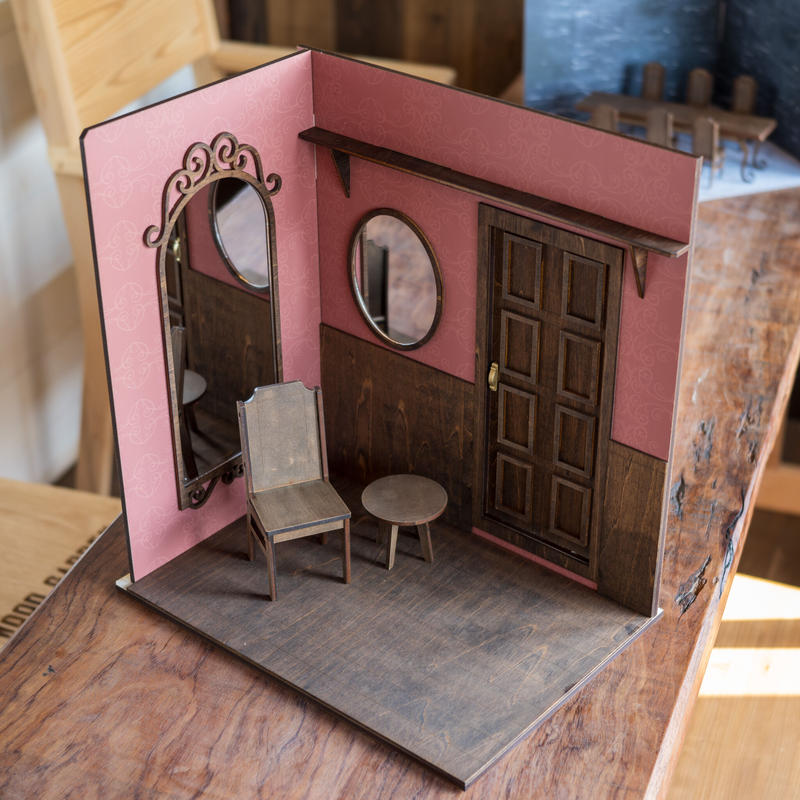 1 6スケールドールハウス洋館鏡の部屋古い感じの壁紙 Kkcompany Com