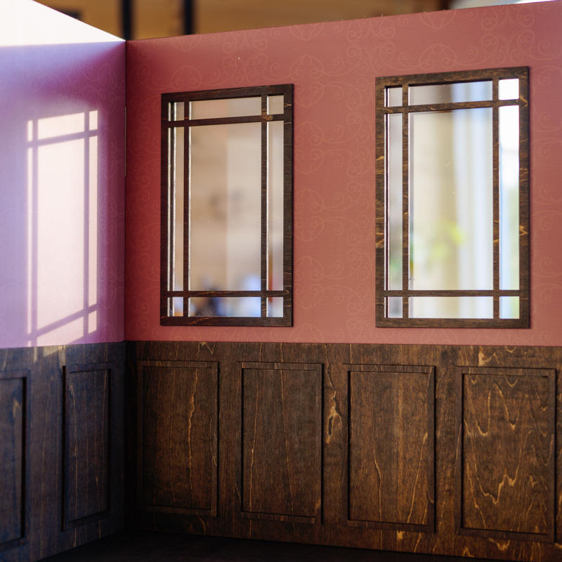 1 6スケールドールハウス洋館左壁 古い感じの壁紙 窓 ５台限定セール Kkcompa