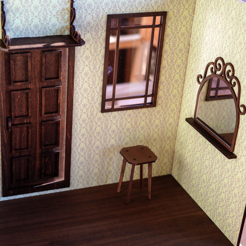 1 6スケールドールハウス洋館左壁 グリーン壁紙 ワイドタイプパターン１ 5台限定セール