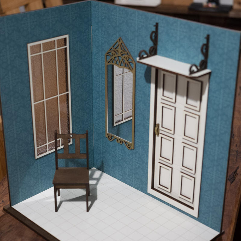 1 6スケールドールハウス洋館いい感じのブルー壁紙 Kkcompany Com