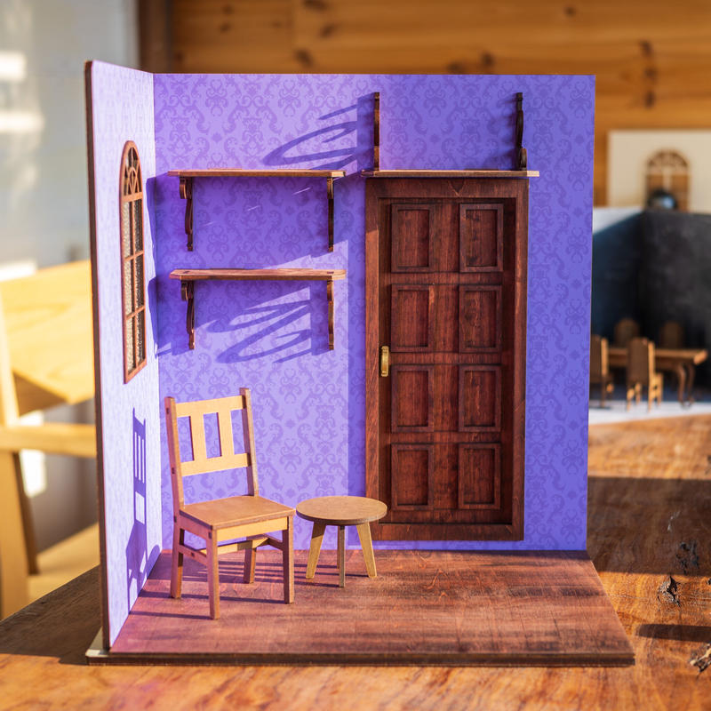 1/6 ドールハウス くすみパープルの背景ボード