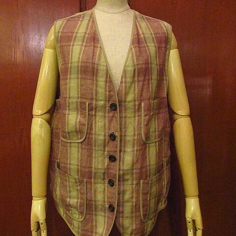 ビンテージ90 S Banana Republicレディースリネンチェックベストsize M