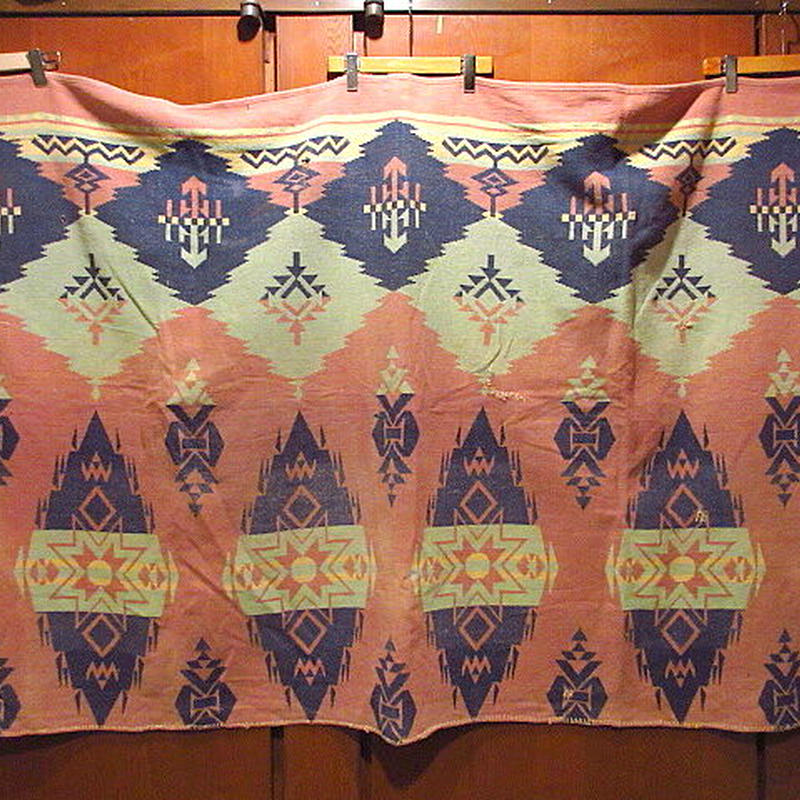 ビンテージ40 S50 S ネイティブ柄コットンキャンプブランケットsize 117cm