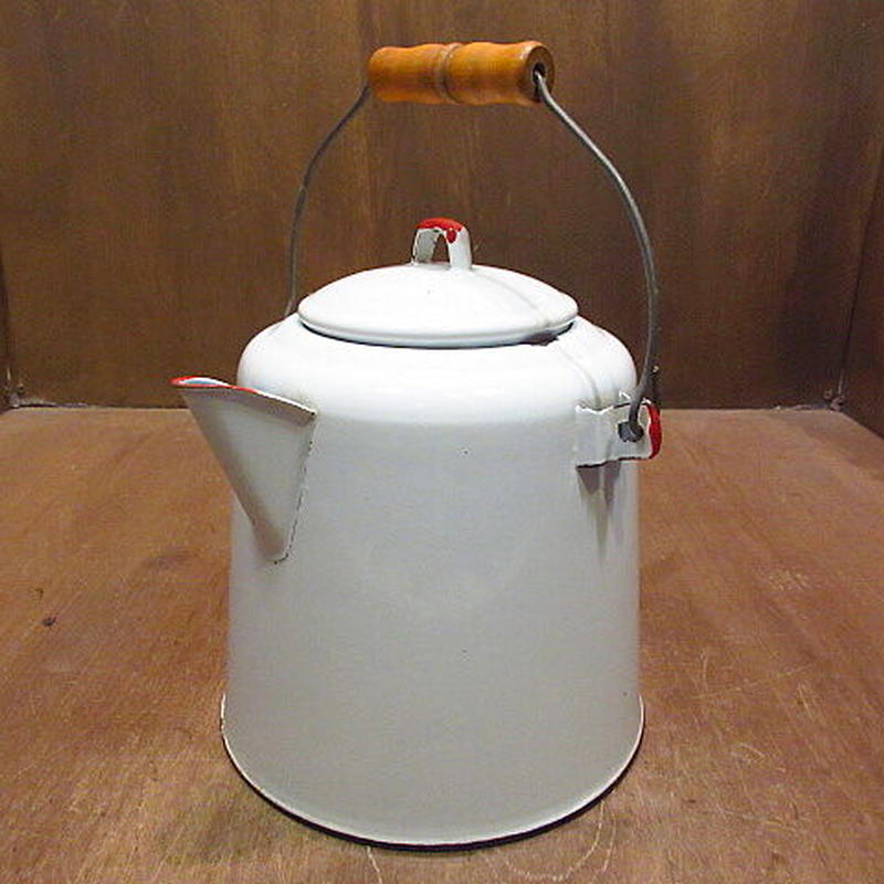 ビンテージ ホーローケトル白 n6 Otdeqp ポットキャンプアウトドア調理器具