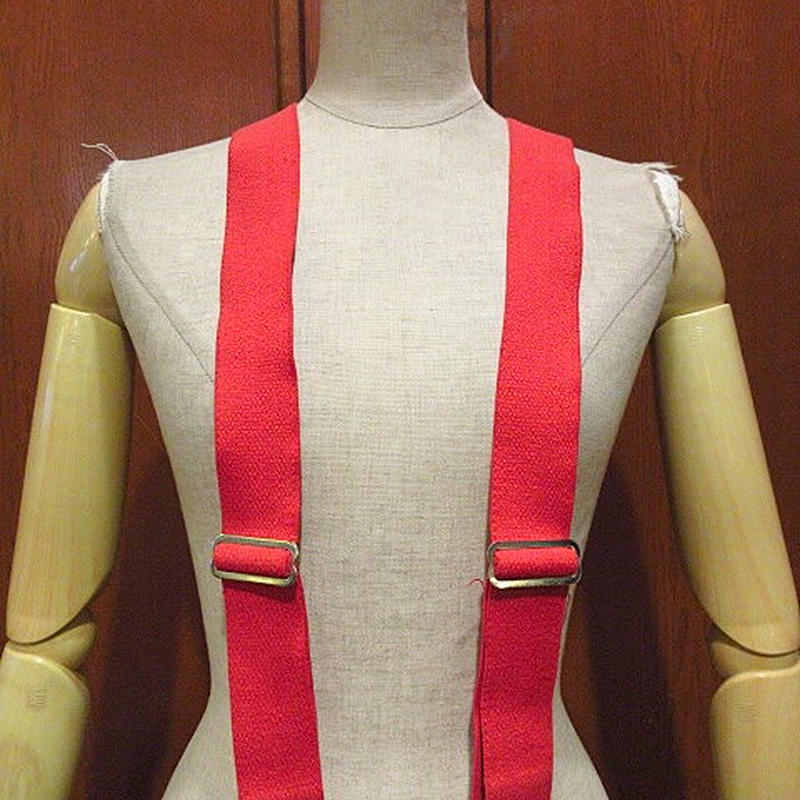 ビンテージ クリップ式サスペンダー赤 1225f8 Ssp古着雑貨ファッション小物usa