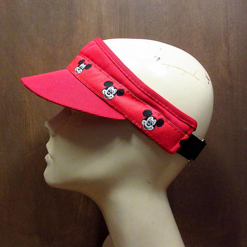 ビンテージ80 S キッズミッキーサンバイザー赤 j8 K Ht ディズニーオフィ
