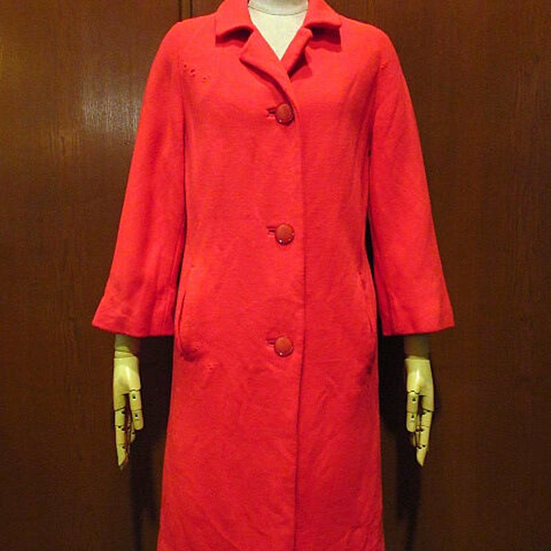 ビンテージ70 S Lawson Originalレディースストレッチウールチェスターコート赤