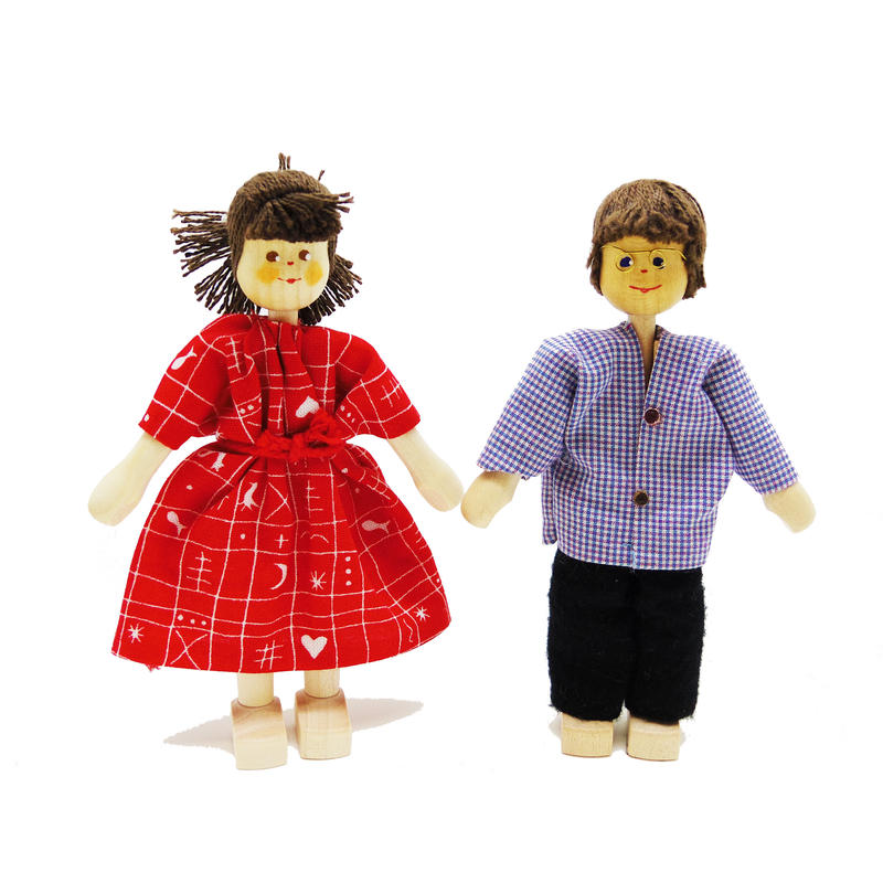 クレーブス人形 お父さん シャツ格子 お母さん 赤ワンピース 単品販売 Kimamaya