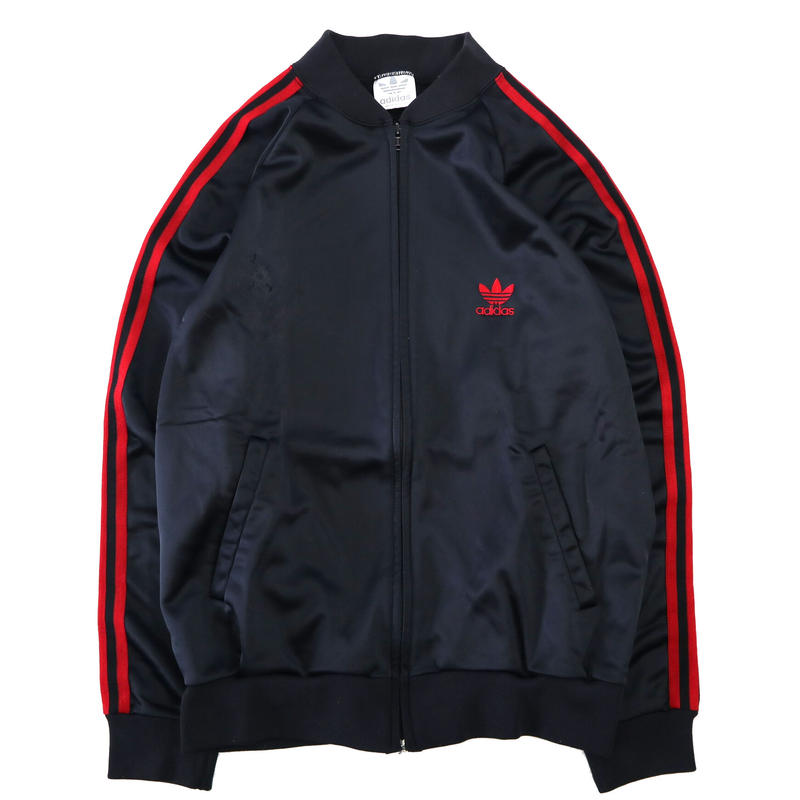 80's Adidas Track Jersey Top Black×Red Lサイズ USA 80's Adidas Track Jersey Top Black×Red Lサイズ USA