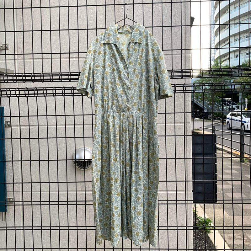 Women S 90 S オープンカラー ボタニカル柄 コットン シャツ ワンピース