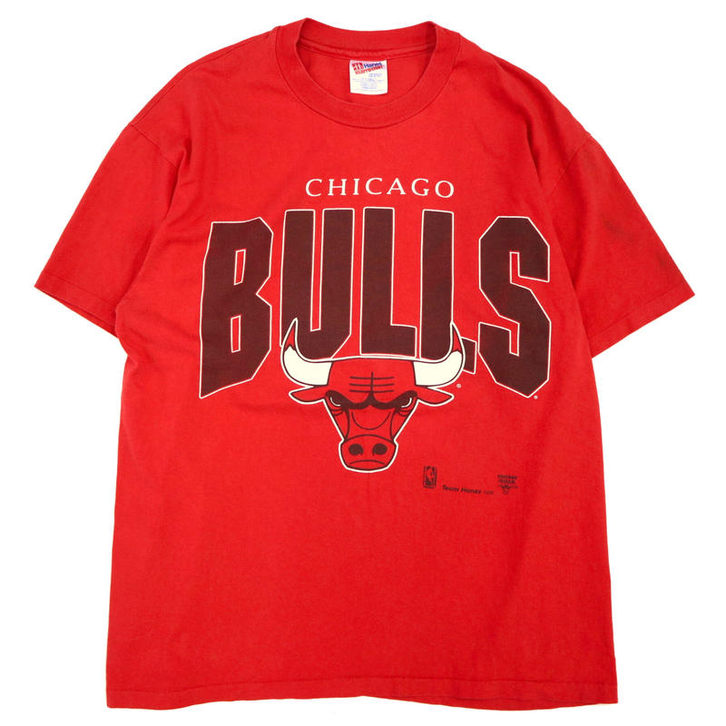 90 S Hanes Chicago Bulls プリント Tシャツ Red Lサイズ D