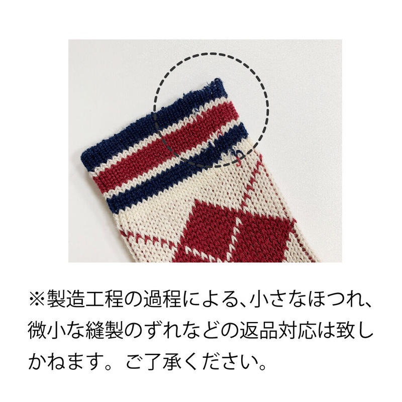 Hakoka ハコカ アーガイル柄 クルーソックス 日本製靴下hakokaと ハンドメイド