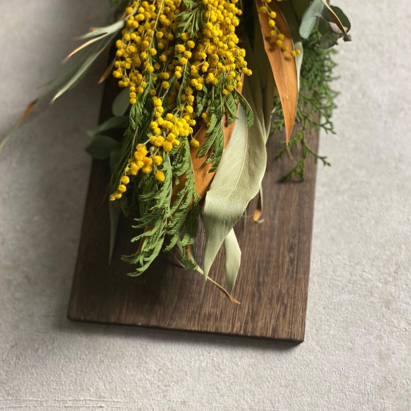 ミモザ スワッグ ヒノキ ドライフラワー フラワーアレンジメント インテリア ギフト ウェルカ