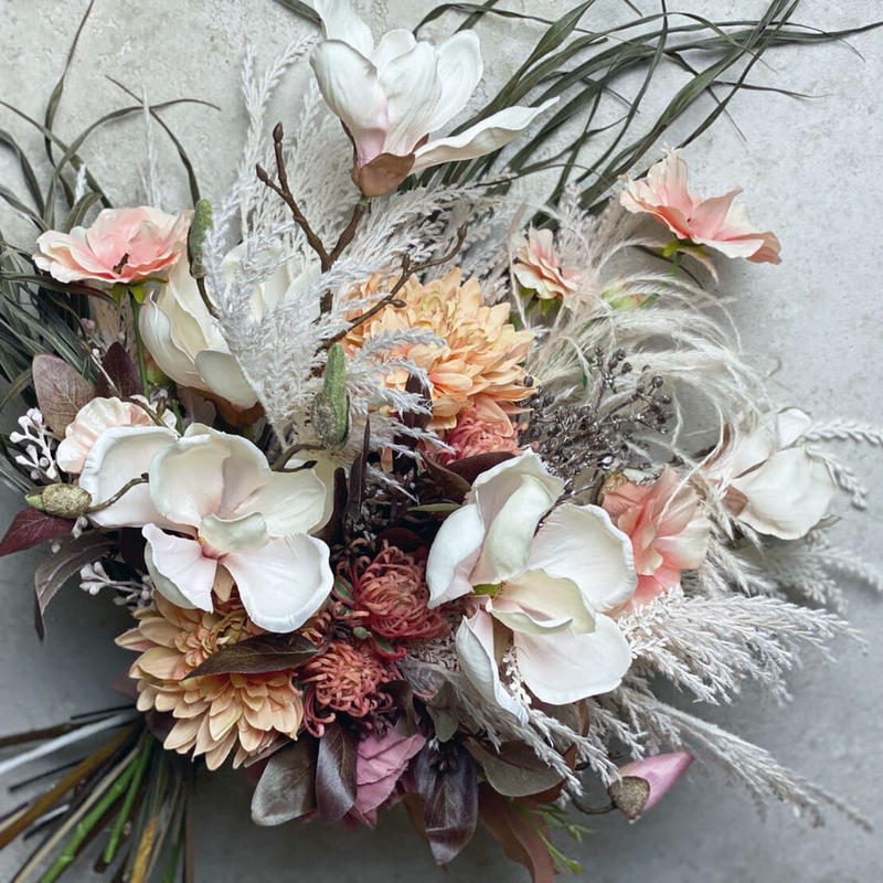 DRY BOUQUET ドライフラワー+造花 ブーケ(ダリア×ラナンキュラス×マグノリア×ヤシ... DRY BOUQUET ドライフラワー+造花 ブーケ(ダリア×ラナンキュラス×マグノリア×ヤシ...