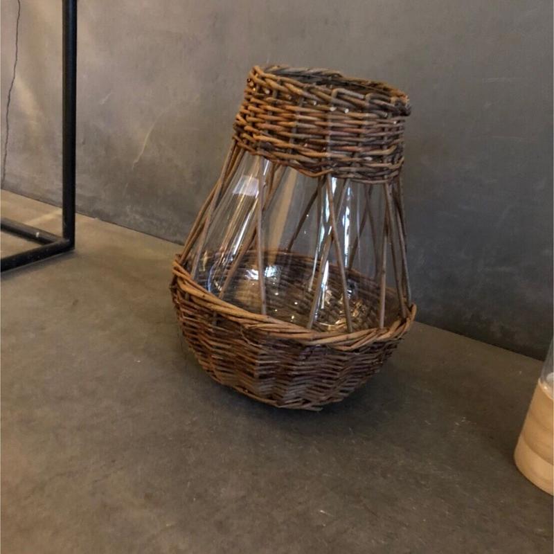 ガラス カゴ フラワーベース 花瓶 インテリア フラワーアレンジメント オシャレ 新生活