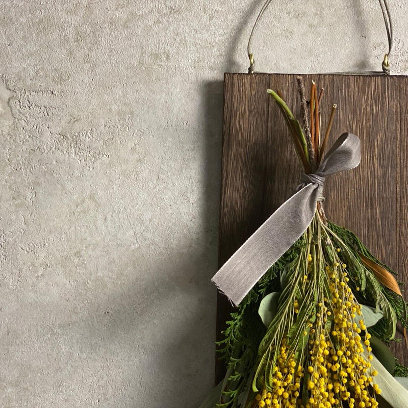 ミモザ スワッグ ヒノキ ドライフラワー フラワーアレンジメント インテリア ギフト ウェルカ