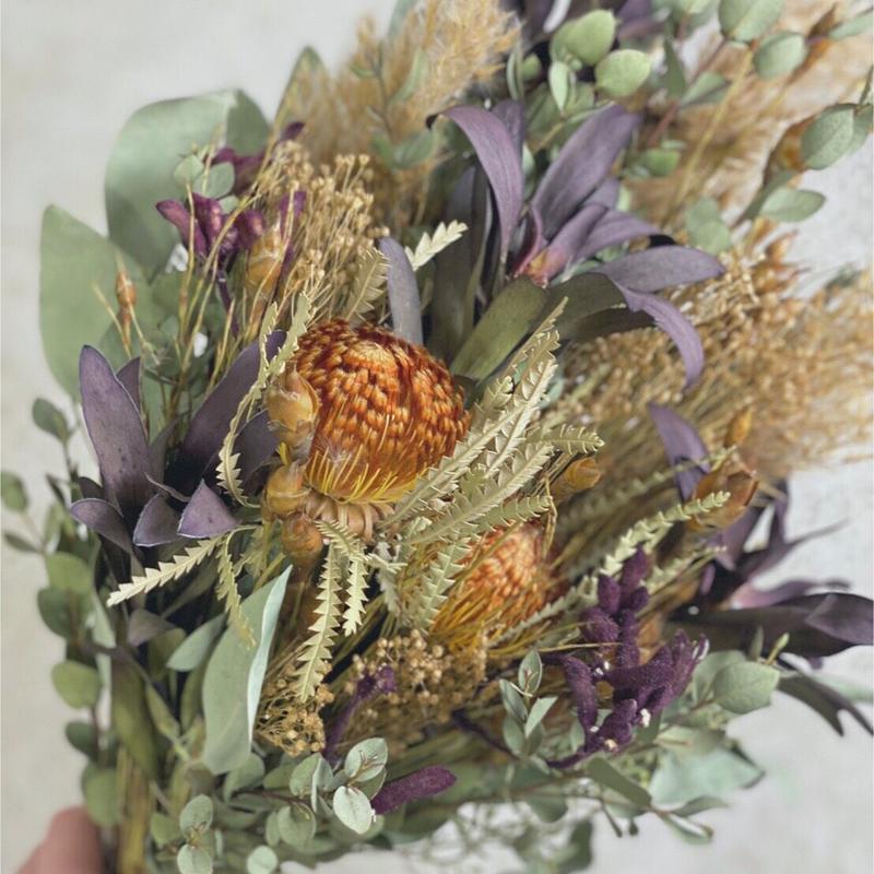 ドライフラワー ブーケ ドライアンドラフォル モーサ ユーカリ リューカデンドロン 花束 スワ