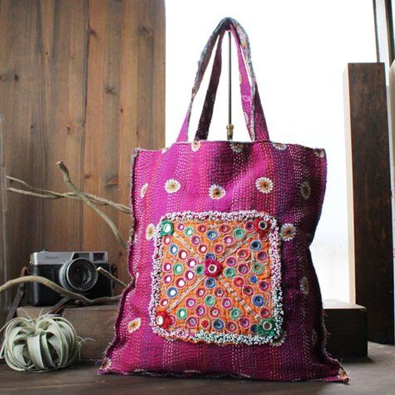 ハンドメイド ウサギ 丸 パッチワーク トートバック