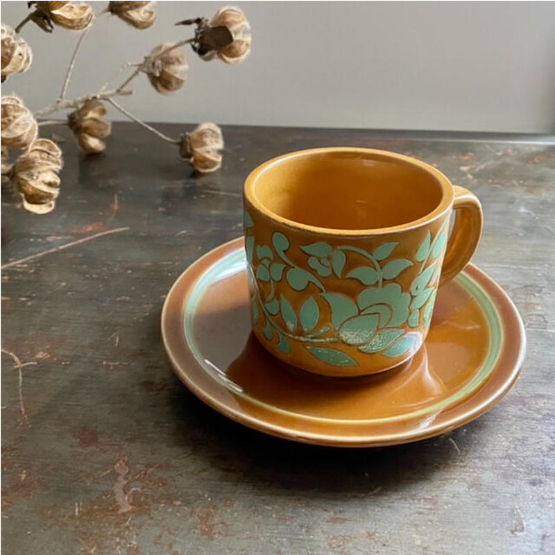 昭和レトロ カップ ソーサー Stoneware 1707 6 未使用長期保管品 Hi
