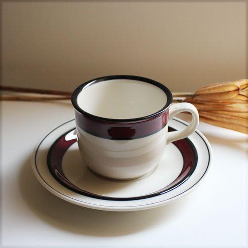 ヤマト White&Wine カップ&ソーサー ワインレッドライン STONEWARE
