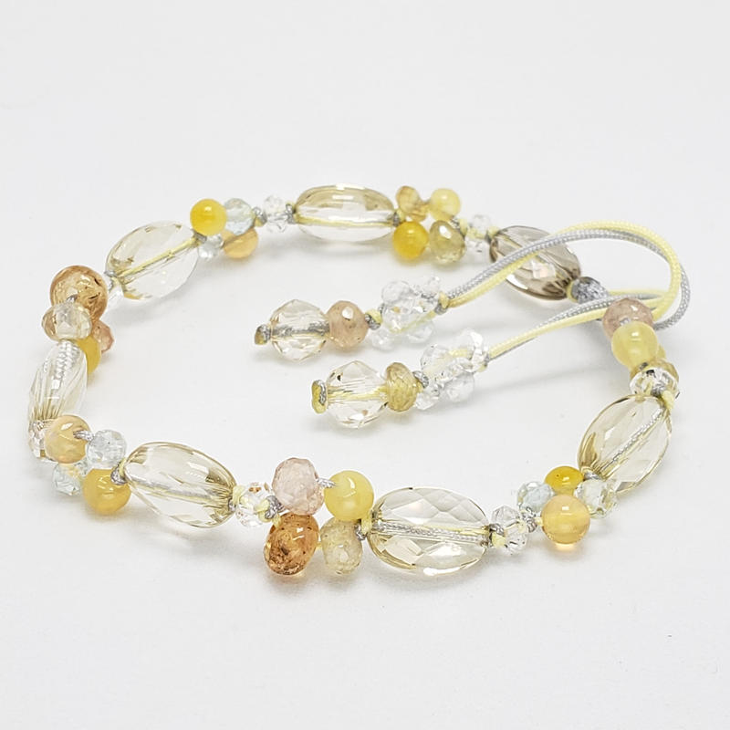 【一点物】✿プクラジストーン❨ハニーイエロー❩&翡翠ブレスレット。