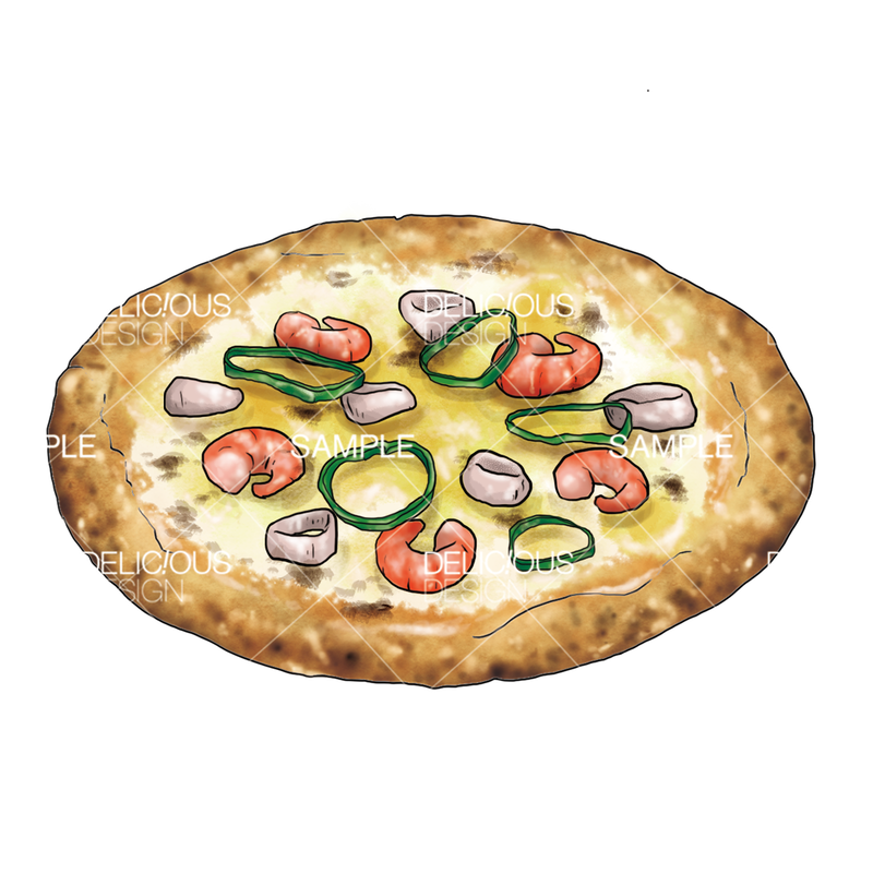 チーズシーフードピザ 横 料理イラスト 料理イラスト商店 チーズシーフードピザ 横 料理イラスト 料理イラスト商店