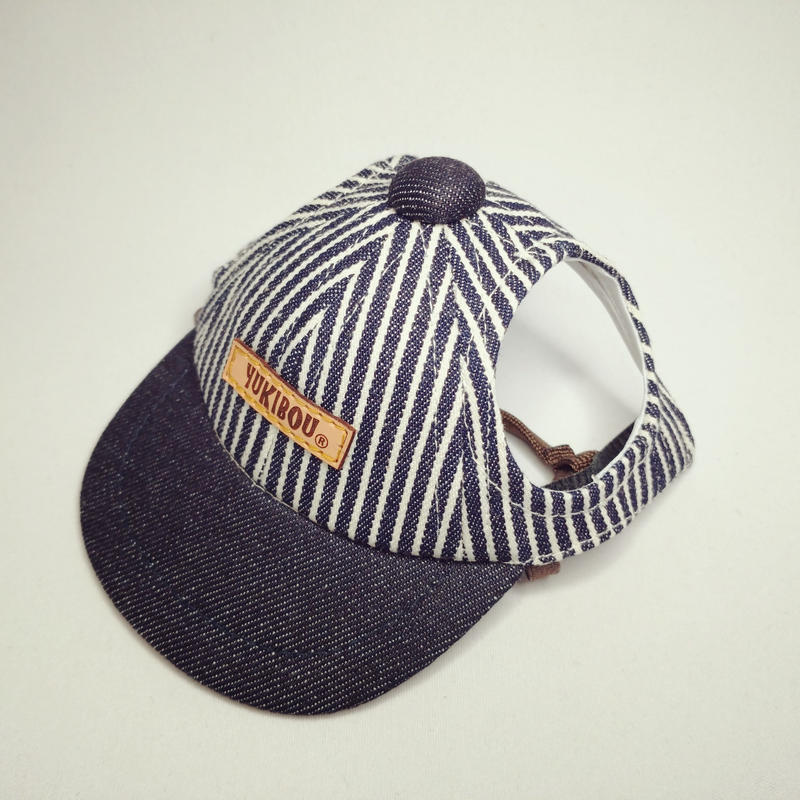 キャップ 小型犬用 ヒッコリー デニム ネイビー Yukibou Shop
