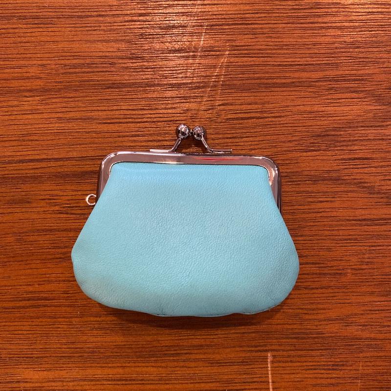 牛革ミニがま口 薄水色 Drops