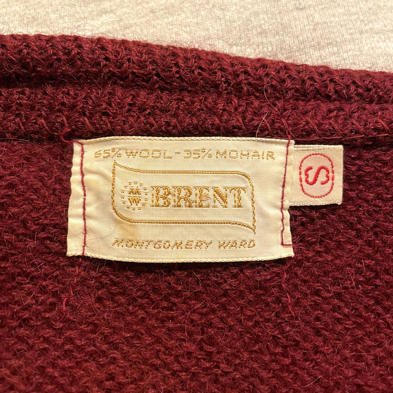 肌触りがいい  60’s BRENT モヘア 前V ニット グレー L