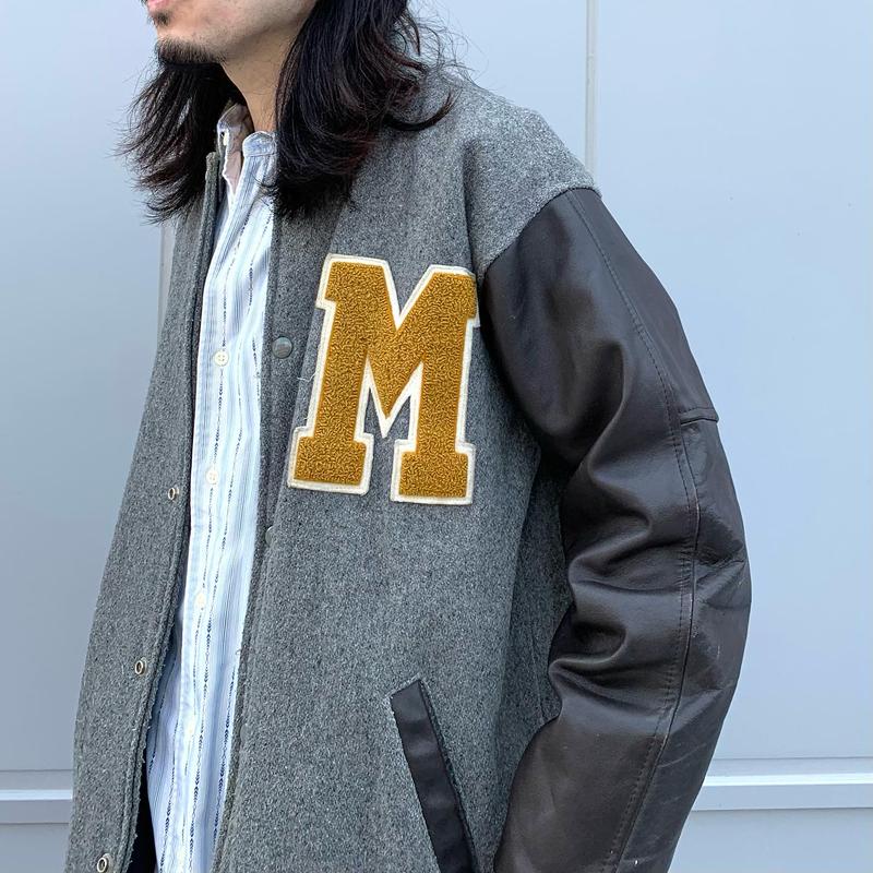 80s Fordham スタジャン フォーダム ロング丈 ウールxレザー (S2080 80s Fordham スタジャン フォーダム ロング丈 ウールxレザー (S2080