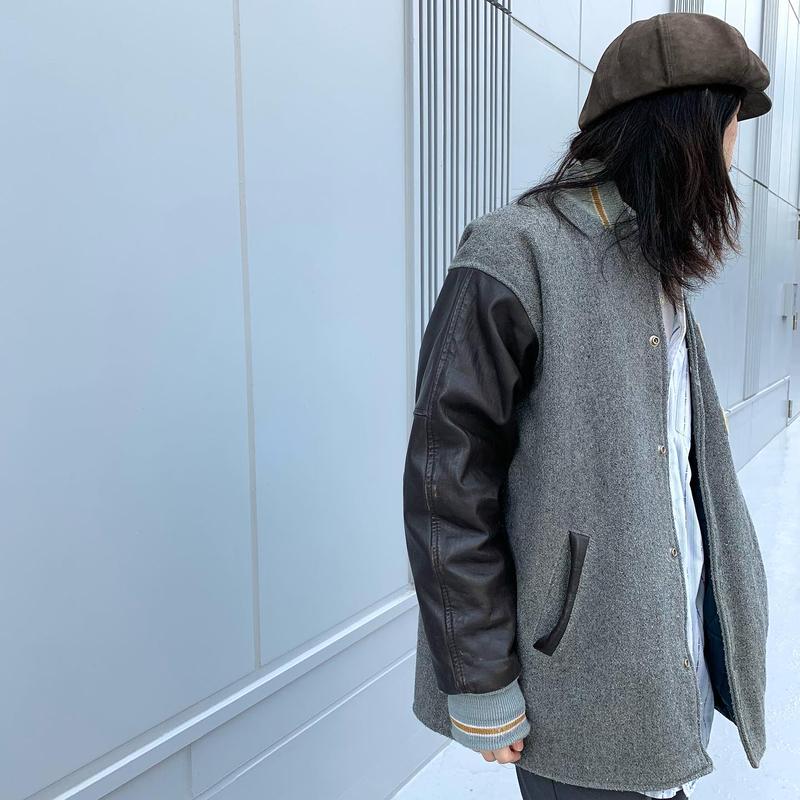 80s Fordham スタジャン フォーダム ロング丈 ウールxレザー (S2080 80s Fordham スタジャン フォーダム ロング丈 ウールxレザー (S2080