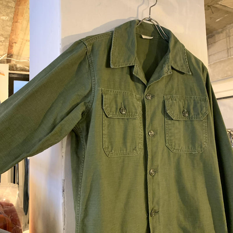 60s US ARMY ユーティリティシャツ 筒袖 OG-107 ミリタリーシャツ 1965