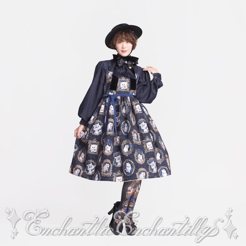 復刻】猫の王女達の肖像画JSK (M〜Lサイズ・XLサイズ) | Enchantlic 正規品セール アンシャンテリックアンシャンテリー 復刻 猫の王女達の肖像画 ジャンスカ ひざ丈ワンピース