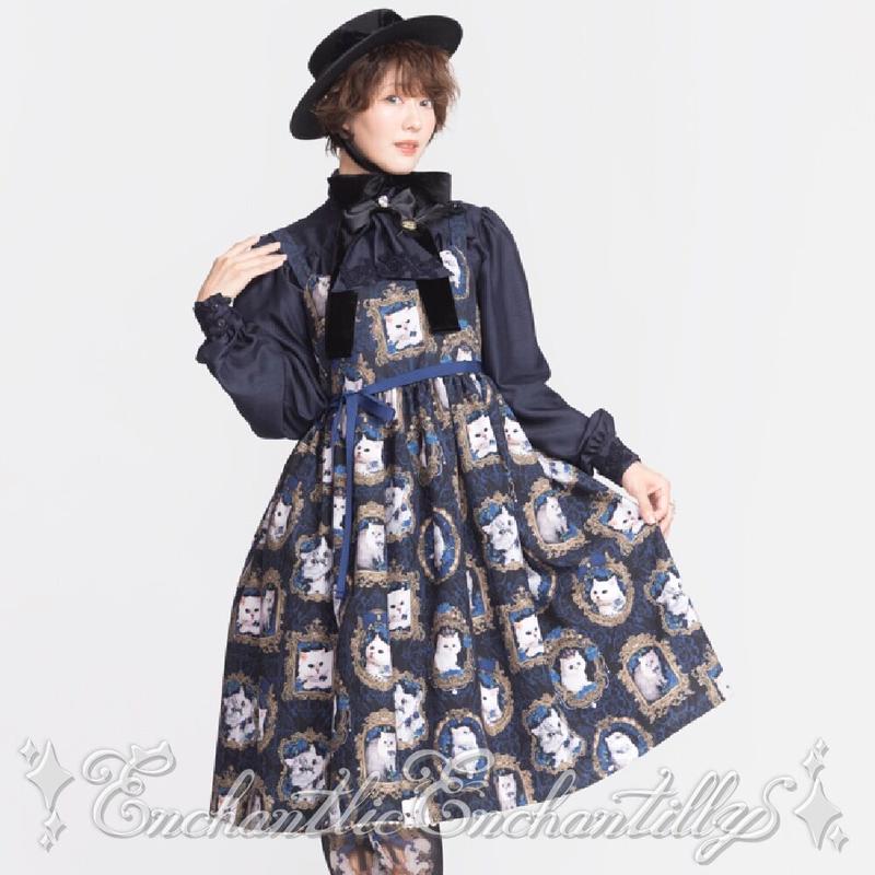 復刻】猫の王女達の肖像画JSK (M〜Lサイズ・XLサイズ) | Enchantlic 正規品セール アンシャンテリックアンシャンテリー 復刻 猫の王女達の肖像画 ジャンスカ ひざ丈ワンピース