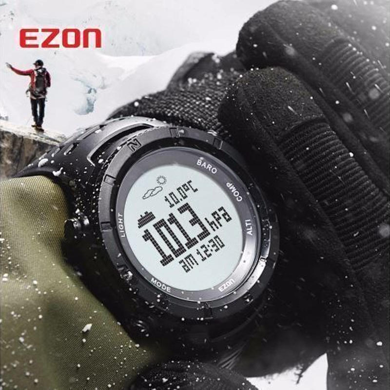 Ezon 多機能 腕時計 メンズ スポーツ デジタル 高度計 バロメーターコンパス 温度計 ハ