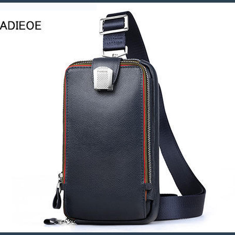 Padieoe 今年新作 メンズ 多機能 ボディ クラッチバッグ 本革 青 World Ace