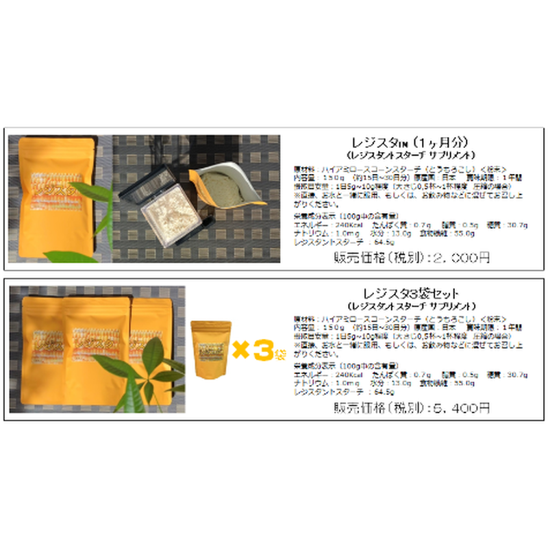 レジスタ 国内産 レジスタントスターチ サプリメント 3セット エコクール