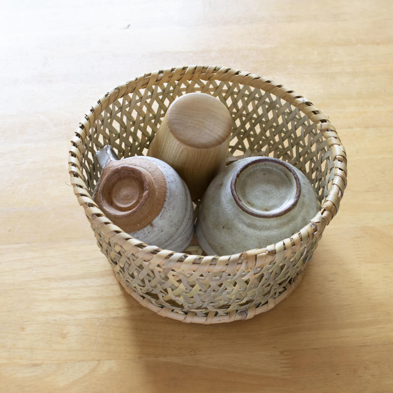 椀かご 長野 根曲竹 深カゴ 鳥越竹細工 碗かご 円形