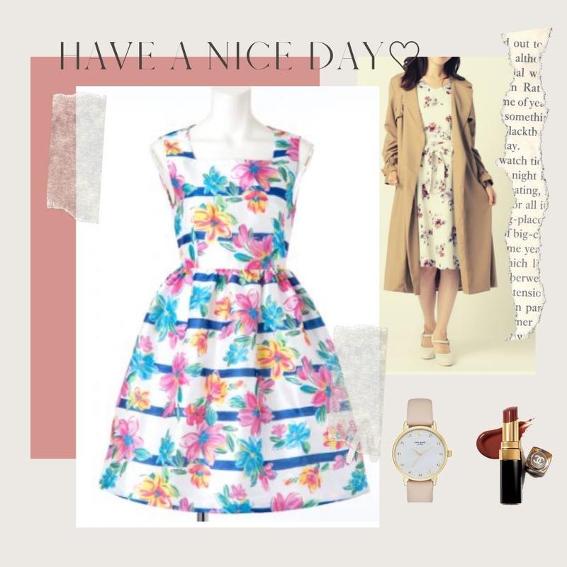 S Size 雑誌掲載ブランド 花柄ワンピース キャメル スプリング