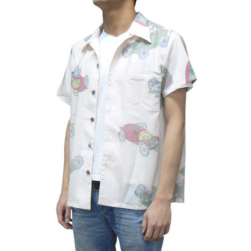長襦袢メンズアロハシャツ レトロ自動車 和柄レザーバッグ 着物アロハシャツ販売 Uca S