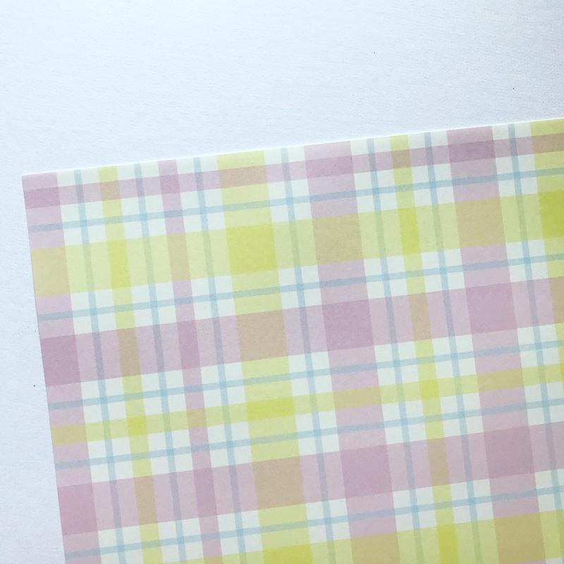 オリジナル デザインペーパー タータンチェック ピンクイエロー 10枚 ラッピング工