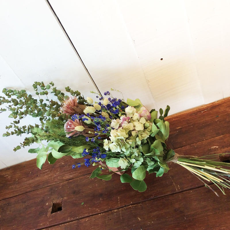 ウェディング ブーケ ブートニア２点セット グリーン ブルー Enpitudo