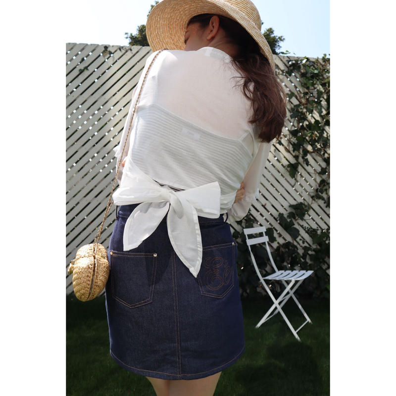 良好品】 エピヌ バックEe刺繍 デニムミニスカート seedpotatoes.com.au